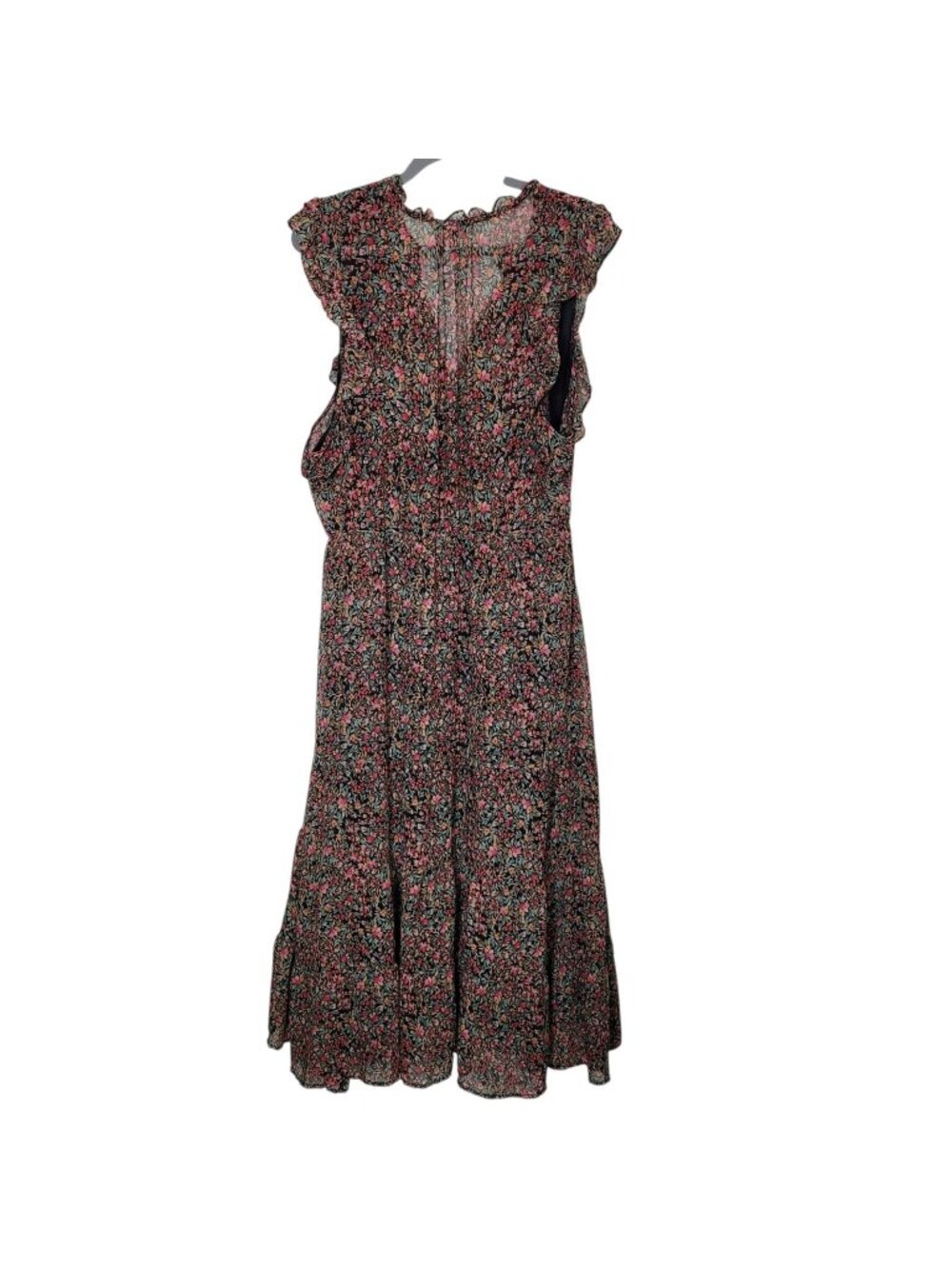BB Dakota By Steve Madden Sleeveless Chiffon Maxi Dress Black Ditsy Floral XL